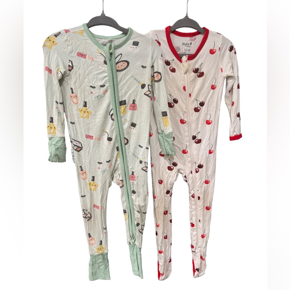 Kyte BABY Cherry Print sleeping onesie & Angel Dear PJs footsie onesie